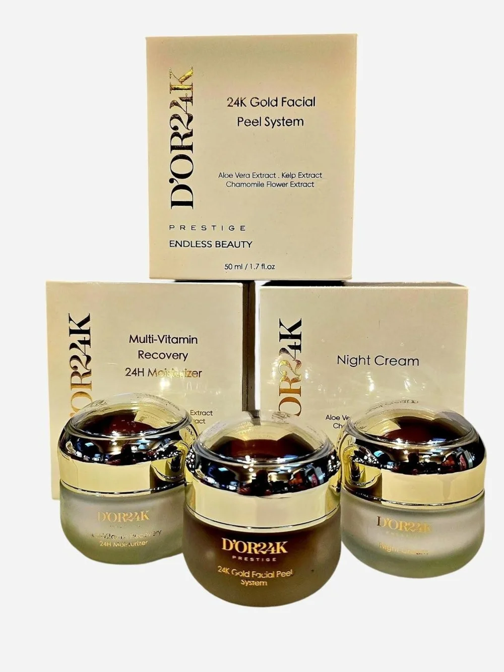 TRIO 24K Gold Facial Peel System, Multi-Vitamin 24H, & Night Creams by D'OR24K